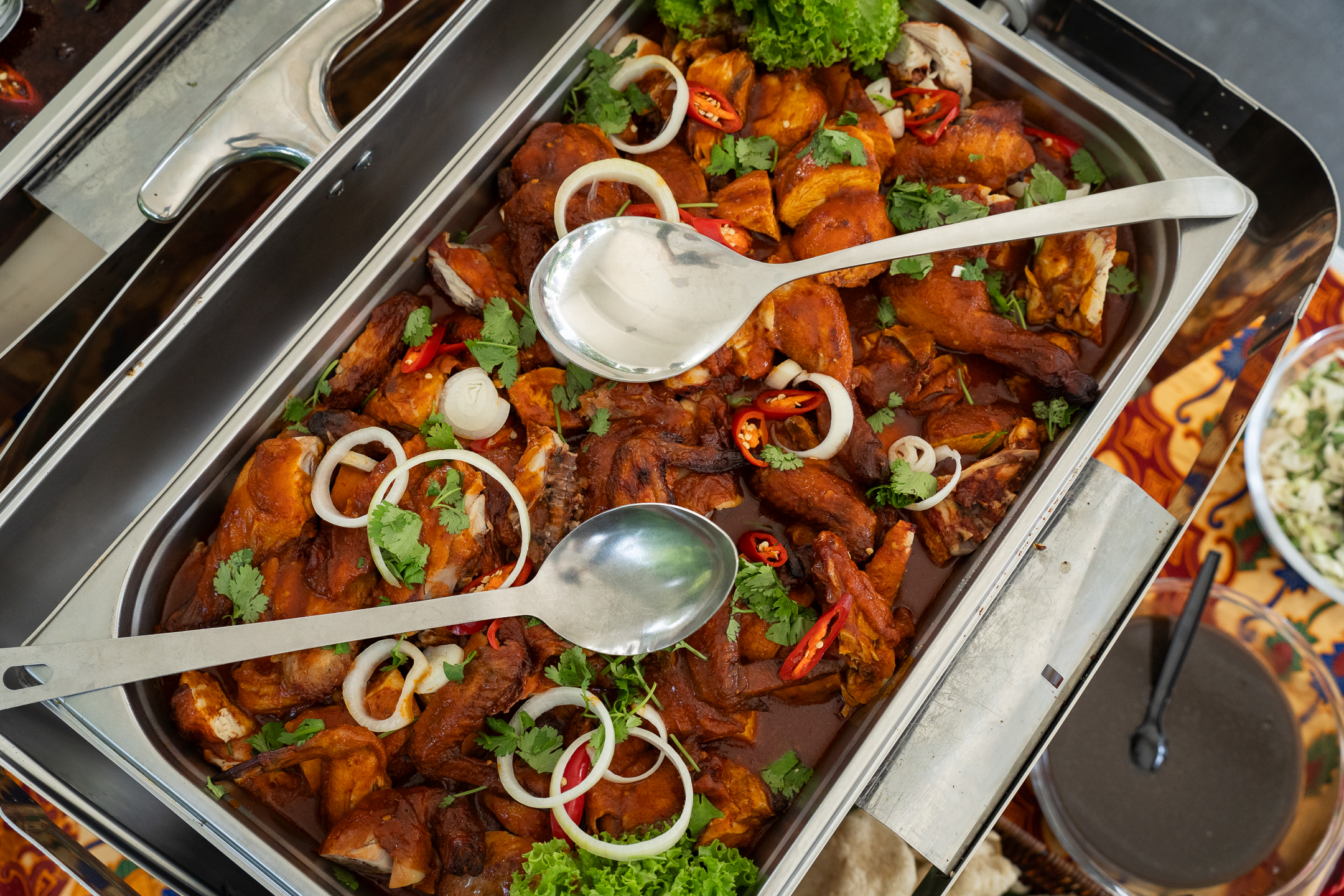 Malay style wedding lunch served on silver tray by idocatering