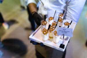 Lotus biscoff in cups dessert served for walk around canape catering