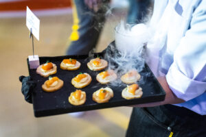Smoked salmon canapes served for walk around canape catering