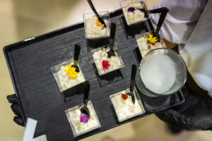Honey Dew Shrimp Shooter served during walk around canape catering