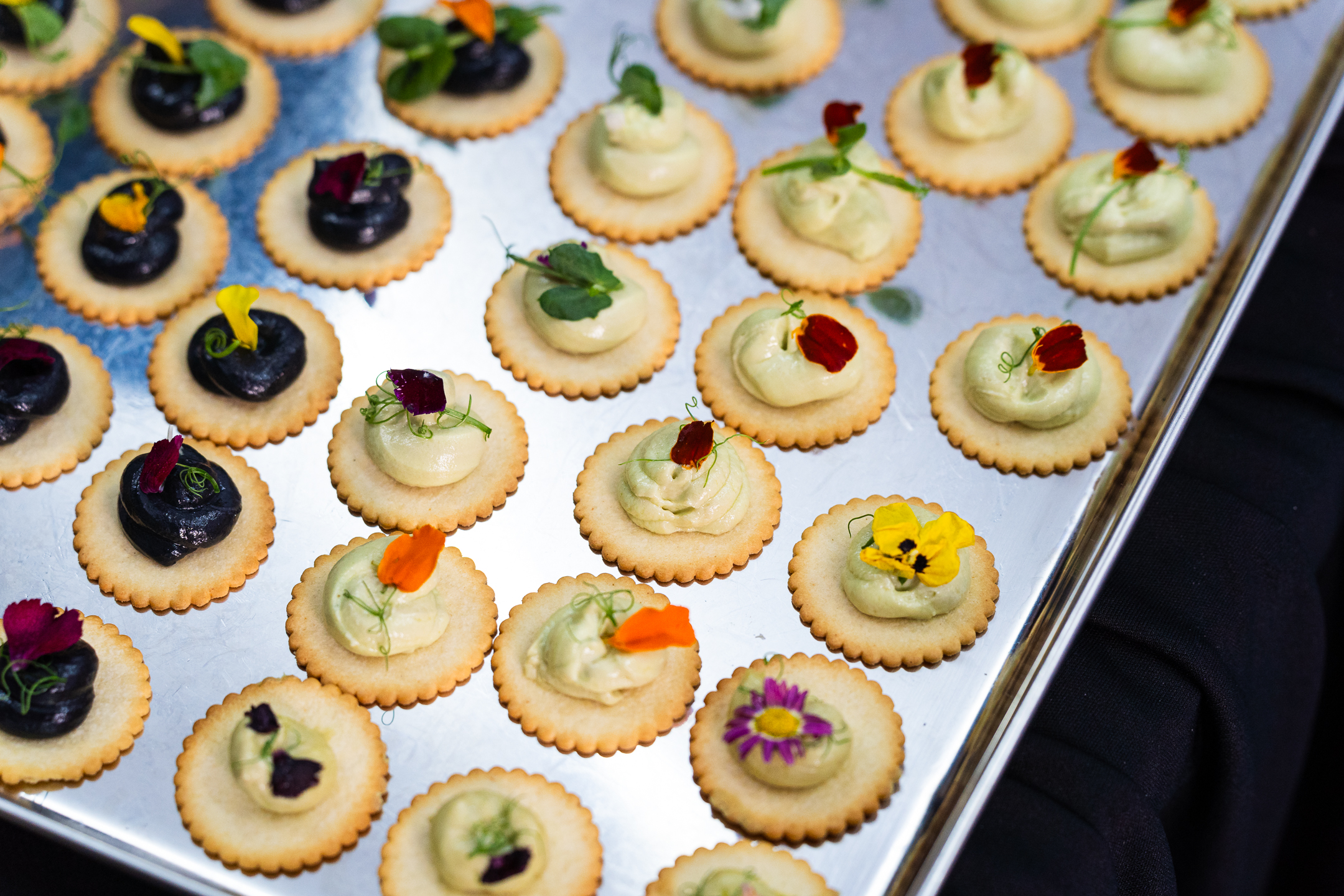 Savory Tuna Squid Ink Canapes served for walk around canape catering