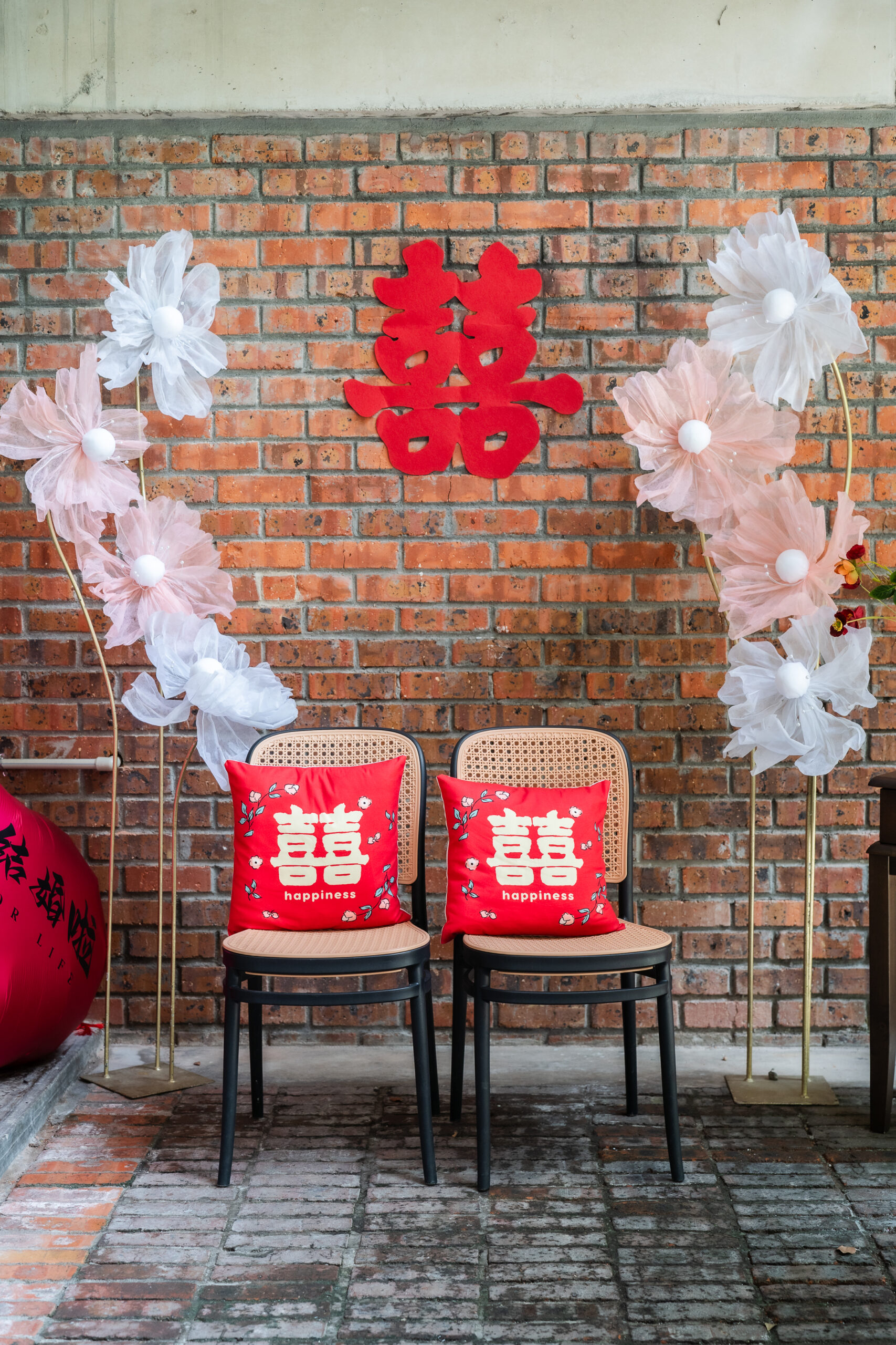 Chinese style red decoration and setup for a wedding at glassbox cyberjaya Malaysia