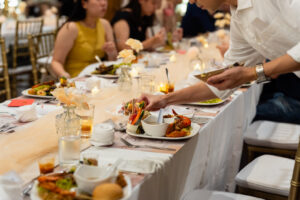 serving idocatering's garden wedding catering buffet menu